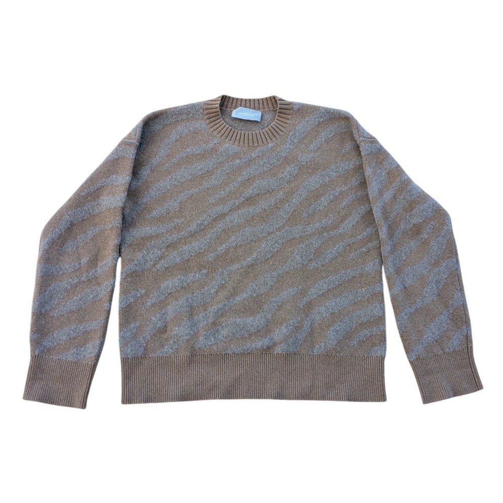 Everlane Sweater‎ Wool Alpaca Blend Zebra Print Preppy Classic Brown Women Small